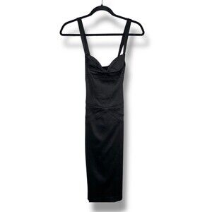 Black Laundry by Shelli Segal black satin cocktail dress crossed straps Size 4